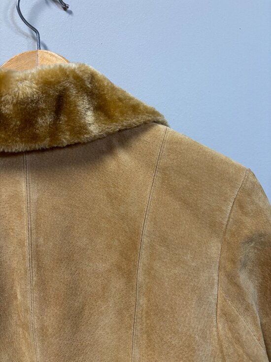 Caliber Vintage Leather Shearling Jacket Camel Brown NWT - Picture 7 of 8